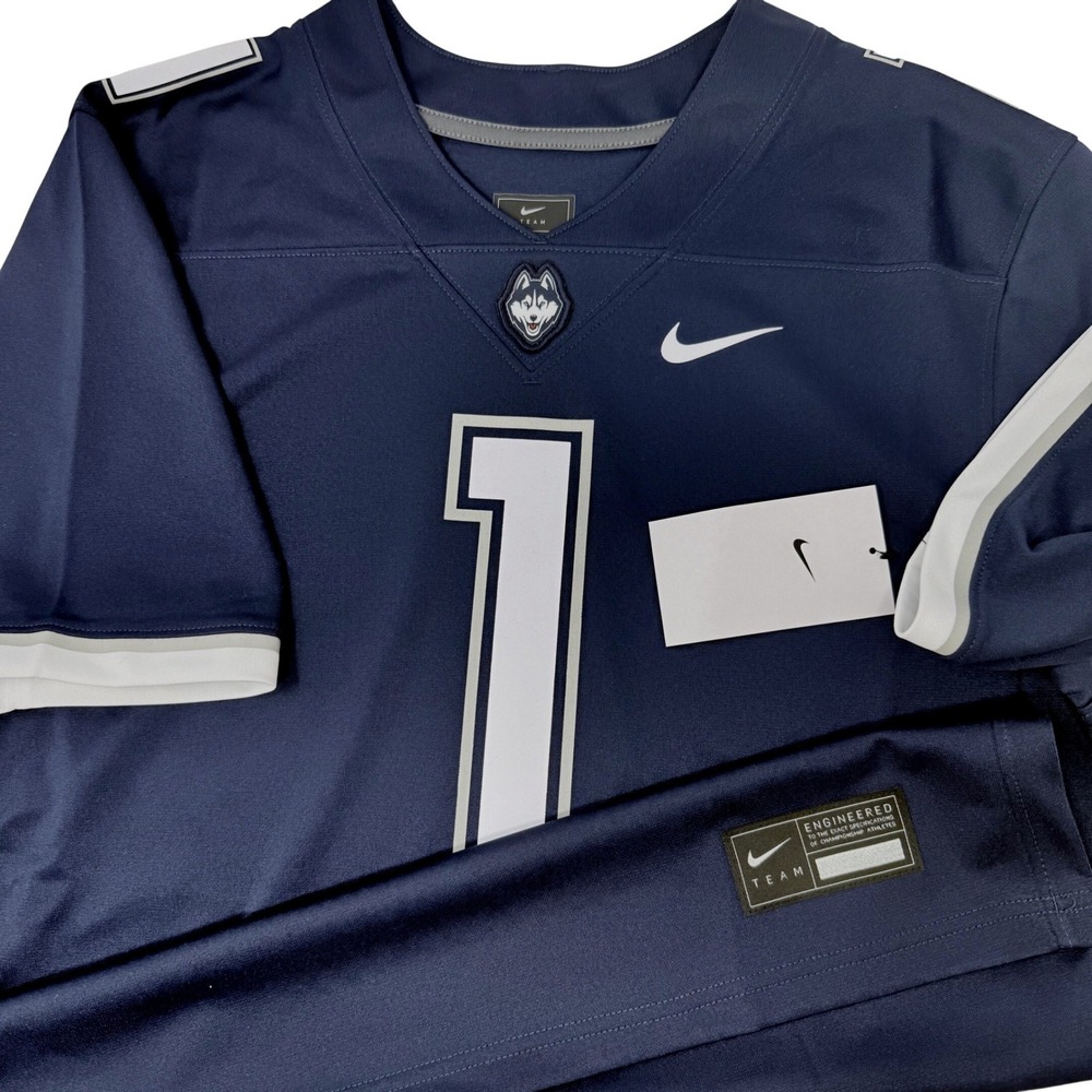 Nike UConn Huskies Youth XL Football Jersey Navy Blue Untouchable‎ Number 1 NEW